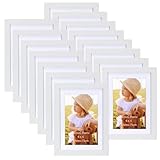 Lyeasw White 5x7 Picture Frame Set of 15, Display Pictures 4x6 with Mat or 5x7 without Mat, Multi Photo Frames for Wall Mounting or Tabletop Display