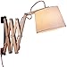 Produktbild Wandlampen Innen Holz Wandlampe mit Schalter und 3,5m Netzkabel Vintage Scherenlampe Ausziehbar Nachttischlampe Flexible Leselampe Wandleuchte Schlafzimmer Bettlampe E27 Handgearbeitet Stoff Schirm
