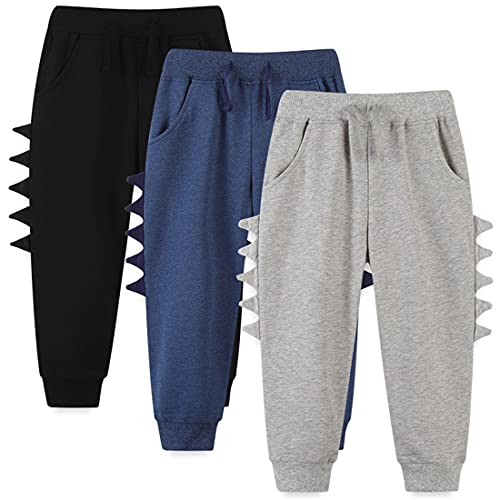 2 Pack Kids Boy Girl Pants Jogger Drawstring Casual Dinosaur Cotton Sweatpants Cartoon Sport Pants4