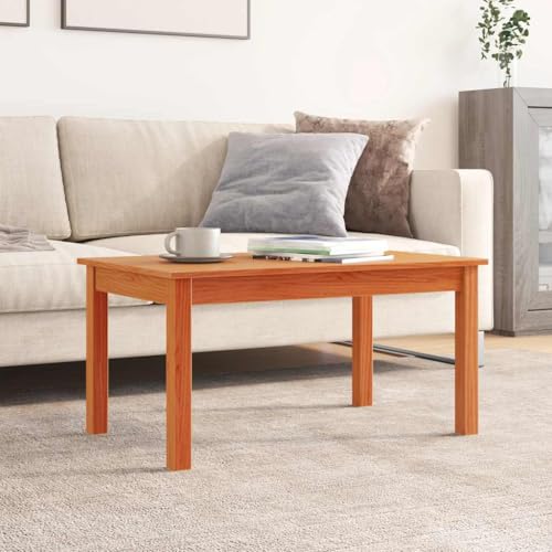 Table basse marron ciré 80x50x40 cm table de salon stable en bois - 5