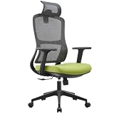 ZIK - Poltrona Ufficio con Supporto Lombare, Contatto Permanente Sedia Ufficio con Ruote Ergonomica Comoda da Scrivania Completamente Regolabile: Altezza, Braccioli, Poggiatesta, Gancio Appendiabiti