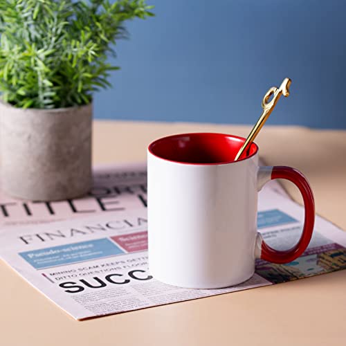 Cutiset 11 Ounce Ceramic Mug With Red Colors Inside And Handle,Sublimation Mugs,White Ceramic Mug, Diy Cups, Bulk Mugs,Set Of 6 #TOP4