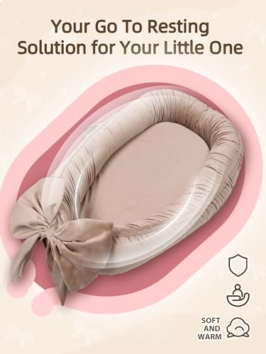 Image of EAQ Baby Lounger, Infant Lounger for Newborn,Portable Baby Nest Cover Breathable & Soft, Newborn Essentials