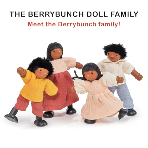 Juego de muñecos de madera The Berrybunch con ropa de tela miniatura 2