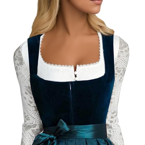 Blouse Dirndl manche longue en haute qualité avec bouton face pour fête de la bière