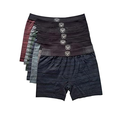 Cueca Boxer Sem Costura Bressan Microfibra Brasão Kit Com 6 Cor:Listrado;Tamanho:M