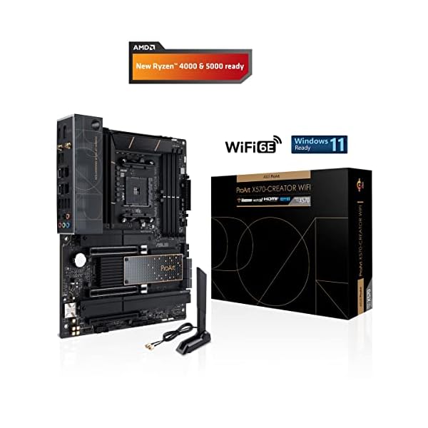 ASUS ProArt X570-CREATOR WiFi - Placa Base para Crear contenidos AMD X570 Ryzen AM4 ATX PCIe 4.0, refrigeración PCH, Thunderbolt 4 Tipo C, Ethernet 10 GB y 2,5 GB, Wi-Fi 6E, M.2, USB 3.2 Gen. 2 - Image 3