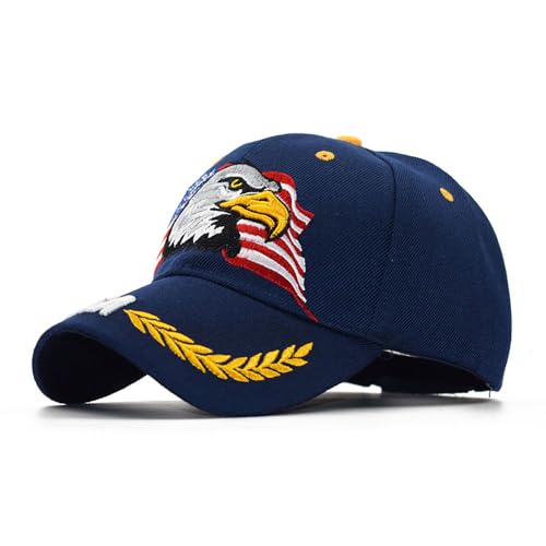 Casquette de baseball brodée avec drapeau USA et aigles - Chapeau américain pour homme et femme, L