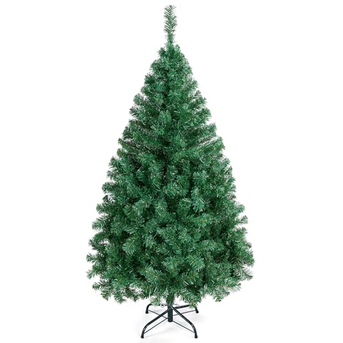 Yaheetech Árbol de Navidad 154cm Artificial Christmas Tree 398 Ramas PVC con Soporte de Metal Plegable Decoración Navideña Verde