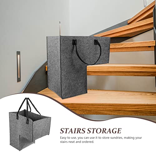 Garneck Treppenkorb Stufenkorb Filz Aufbewahrungskorb Dunkelgrau Korb L Förmig Leder Griffe Wäschekorb Spielzeugkorb Spielzeug Aufbewahrung Zimmer Zuhause Kindergarten Organizer Multifunktional