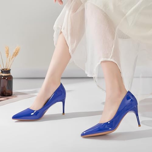 Image of Women's Low Kitten Heel Pumps Classic Fashion Dress Pumps Simple Heeled Shoes for Office Work