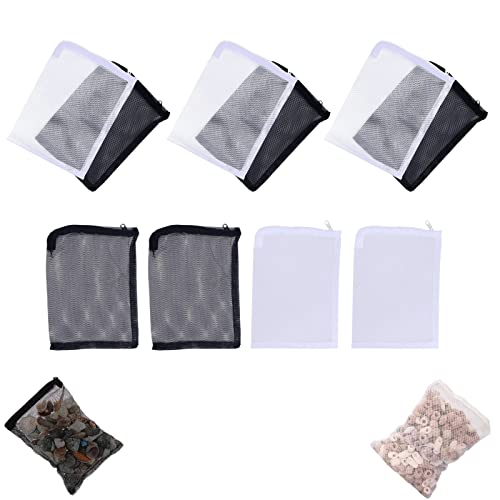 HXHWKEN 10Pcs Bolsas de Filtro de Acuario Bolsas de Filtro de Malla de Medios Nylon Bolsa de Filtro con Cremallera para Jardín Estanque, 15 x 20 cm, Blanco y Negro Cover