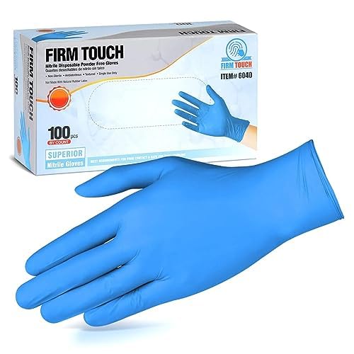 Glove Station Guantes desechables de nitrilo de tacto firme, sin látex, resistentes, con agarre texturizado, grado alimenticio, 100 unidades