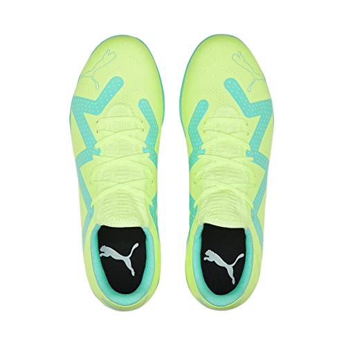 Image of PUMA Mens Future Play Indoor Trainer Soccer Shoes, Fast Yellow-PUMA Mens Black-Electric Peppermint, 10.5