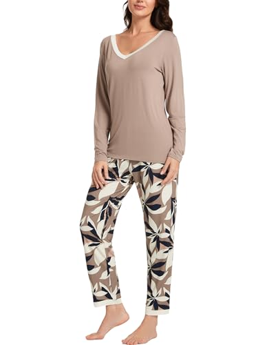 Image of GYS Women's Bamboo Viscose Long Sleeve Pajamas Set