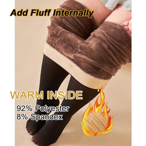 Image of Fleece Lined Tights, Warm Sheer Fleece Pantyhose, Fake Translucent Thermal Sheer Tights for Women