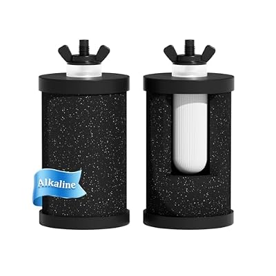 Purewell PF-1-Blue Upgraded 4-Stage Composite Carbon and Alkaline Filters, Compatible with Berkey® Big+, ProOne® Big+ Gravity Water Filter Systems and Purewell Systems, pH 8-9 (2 Pack, K Series)