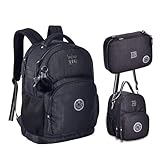 Kit Mochila De Costas Lancheira Térmica e Estojo Box Rebecca Bonbon Crinkle Lurex Preto Com Bolso Antifurto RB24579