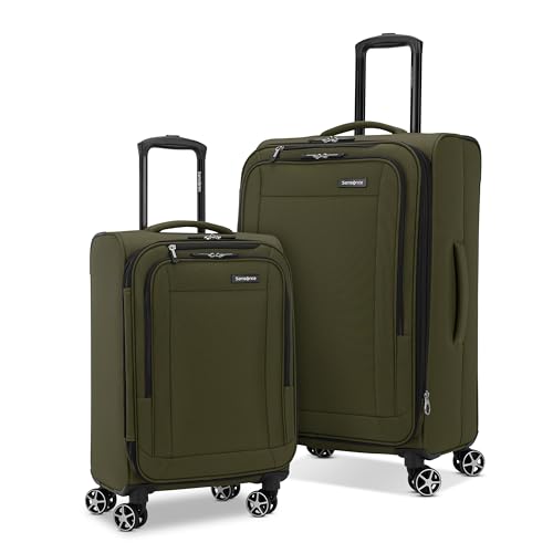 Samsonite Saire LTE Softside Expandable Luggage with Spinner Wheels, Olive Green, 2-Piece Set (Carry-on/Medium)