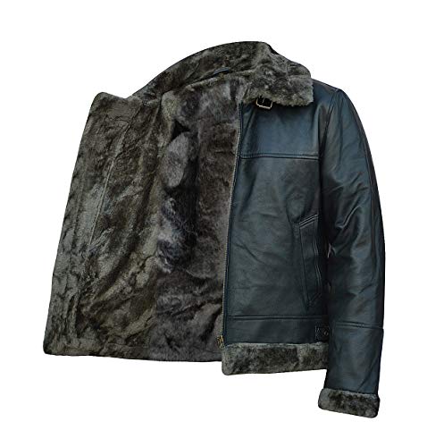 Mens Sheepskin Hooded Aviator Fur Shearling Jacket | Bomber Flight Pilot Black Leather Jacket | Removable Hoodie4