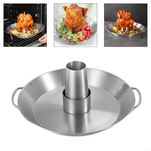 Support à rôtir le poulet en acier inoxydable avec bac pour barbecue et four