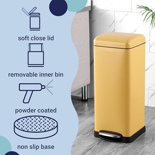 Image of happimess Betty 8 Gal Step Trash Can Soft-Close Lid, Daffodil Yellow