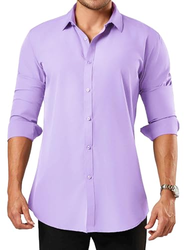 Men's Slim Fit Long Sleeve Dress Shirt, Wrinkle Free & Breathable Business Shirt, Tall Sizes, Multiple Colors4