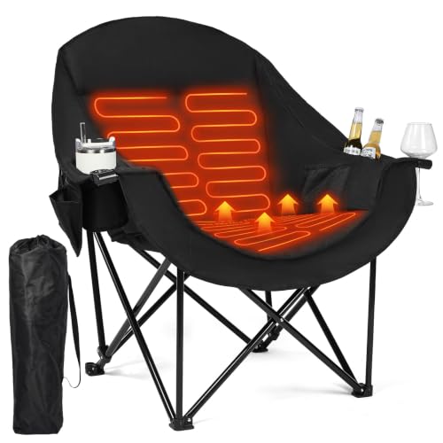 Image of Heated Oversized Camping Chair - Heavy Duty Padded Comfy Warm Outdoor Chair