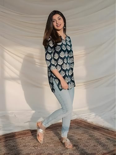Image of Women's Short Kurti in TopsTunic Rayon Cotton Blend | Ladies Ethnic Tunic