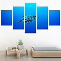 SIGNWIN 5 Panel Canvas Wall Art Group Jellyfish Marine Life Multicolor Photography Realism Tropical Ultra Whimsical for Home Decorations Ready to Hang - 60