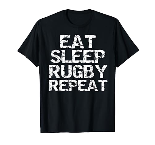 Funny Rugby Quote for Men Training Eat Sleep Rugby Repeat Maglietta