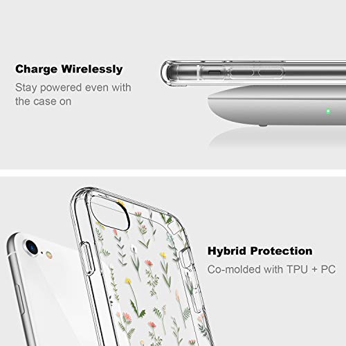 Icedio Iphone Se 2022/Se 2020 Case,Iphone 8/7 Case With Screen Protector,Clear Tpu Cover With Fashion Designs For Girls Women,Protective Phone Case Flower Garden #TOP2