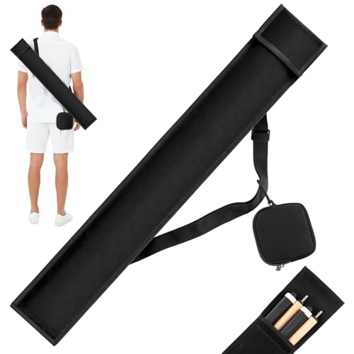 Sosation Pool Cue Case 2 x 2, Pool Stick Case for Holding 2 Butts & 2 Shafts, with Mini Zipper Storage Pouch, 32' Long Black Soft Billiard Cue Bag for Men and Women