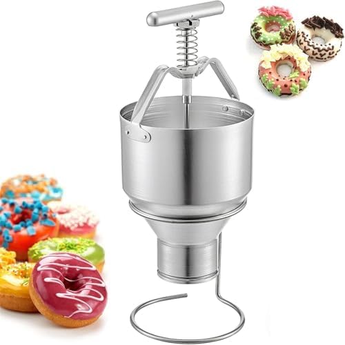 Commercial Donut Dispenser Food Grade Stainless Steel Manual Dispenser, 3 Liter Capacity, Adjustable Thickness, for Home and Commercial Use