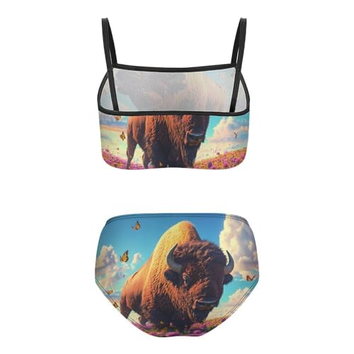 Buffalo Bison Field Girls Bikini Swimsuit Two Piece Bathing Suit Beach Swimwear2