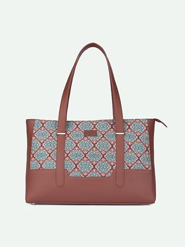 Image of ZOUK Handcrafted Vegan Leather Travel Tote Bag for Women with Multiple Compartments | Spacious Water-Resistant Shoulder Bag for Travel, Vacation, Day Trips |