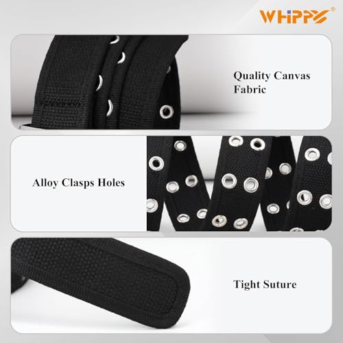 Image of WHIPPY Canvas Double Grommet Belt Unisex Casual Double Prong Belt for Men Women for Jeans Pants