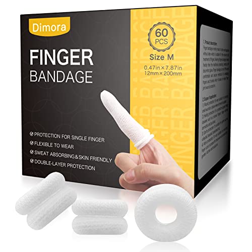 Dimora Finger Cots Pack of 60 (Medium Size) Finger Protectors Breathable Bandages for Wound Care Stretchy Sleeves for Gardening Fitness and Cargo Handling White