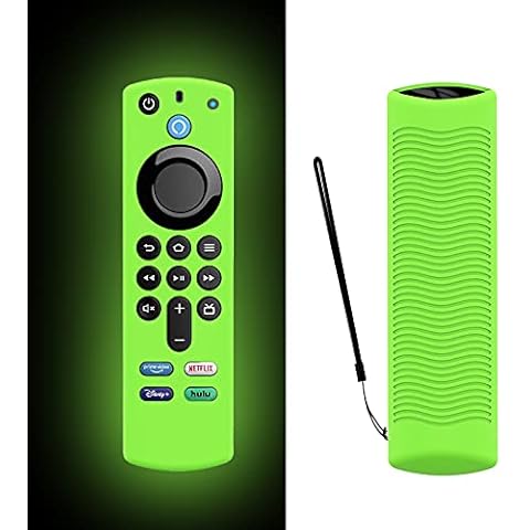LEFXMOPHY Glow Green Remote Case Replacement for TV Stick Voice Remote (3rd Gen) 2021 Release, Silicone Protective Case Sleeves with Lanyard Glow in Dark Cover