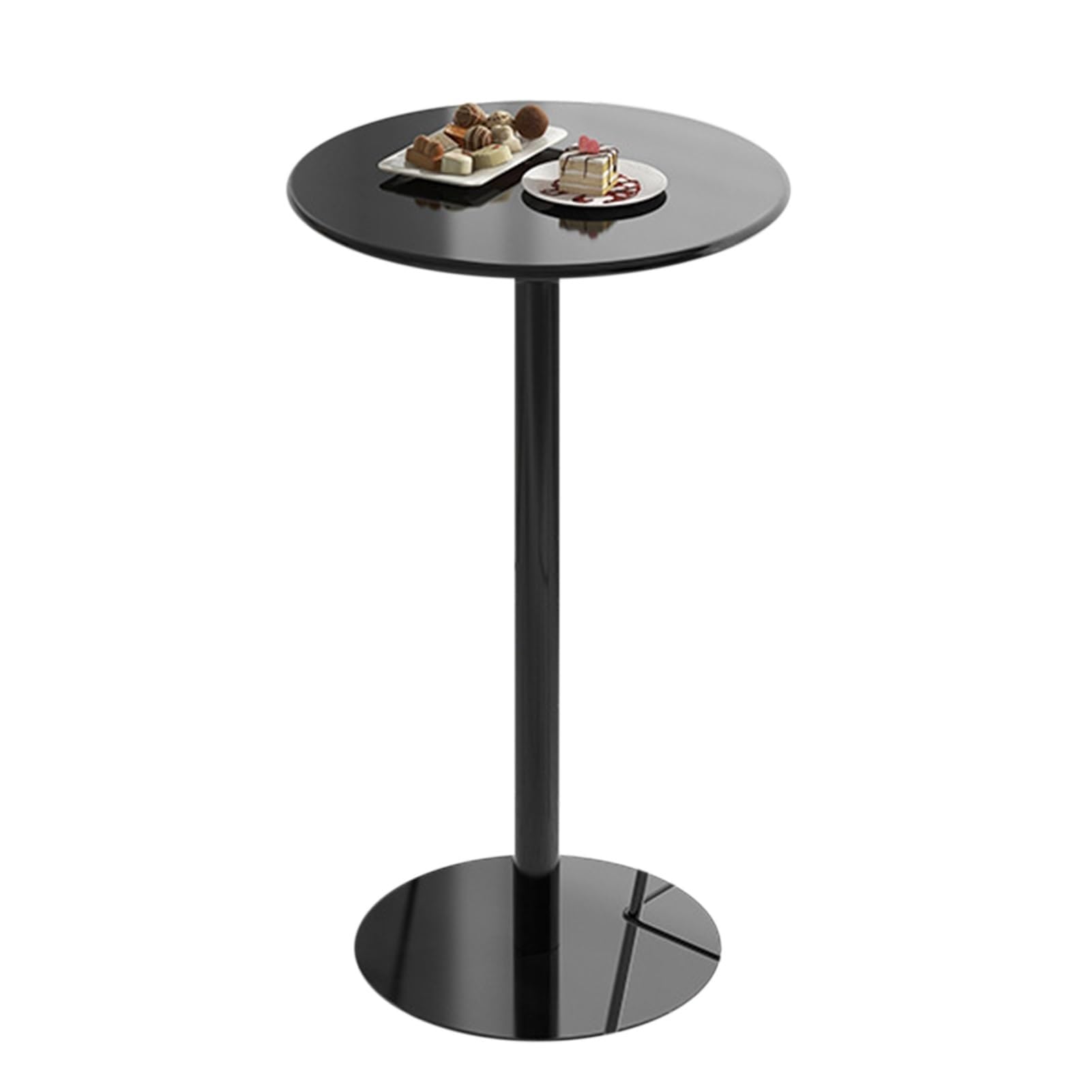 Table de Bar Ronde en métal Noir - Hauteur comptoir idéale pour Une Utilisation intérieure/extérieure - Parfaite comme comptoir de Bar, de Cuisine ou de Dessert.