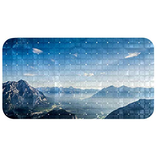 Tapis de bain bleu ciel antidérapant de 68x37 cm avec ventouses