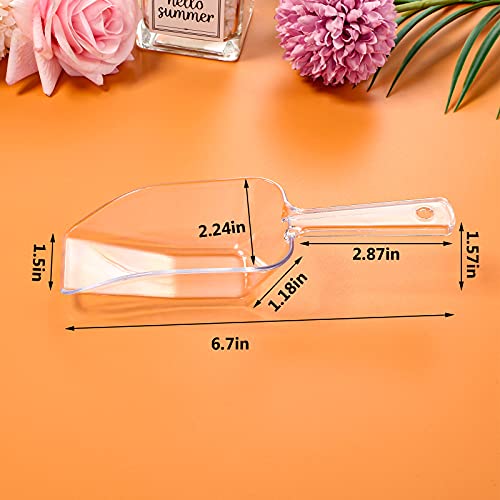 Roshtia 12 Pcs Plastic Serving Tongs Mini Kitchen Tongs Utility and Plastic Kitchen Scoops Clear Ice Scoop Mini Clear Buffet Scoop for Candy Dessert Buffet Ice Snack Coffee Tea