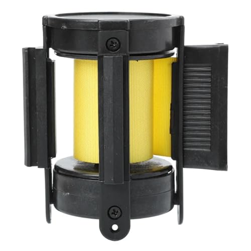 Barrière à sangle rétractable jaune pour contrôle de file d'attente murale