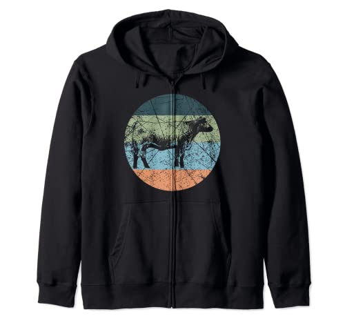 Retro Cow Silhouette - Cattle Farmer Vintage Shorthorn Zip Hoodie