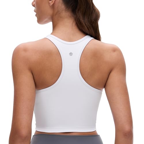 Image of CRZ YOGA Butterluxe Racerback Crop Tank Tops | Light Support, Removable Pads, Yoga, Extremely Soft, Scoop Neck, Longline Sports Bras for Women