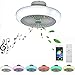 Viento Frío Ventilador de Techo con Luz y Mando a Distancia/APP Inspire Colores RGB Regulable LED Plafón de Techo con Altavoz Bluetooth Música Decoración De Interiores Silencioso Ventiladores Luces