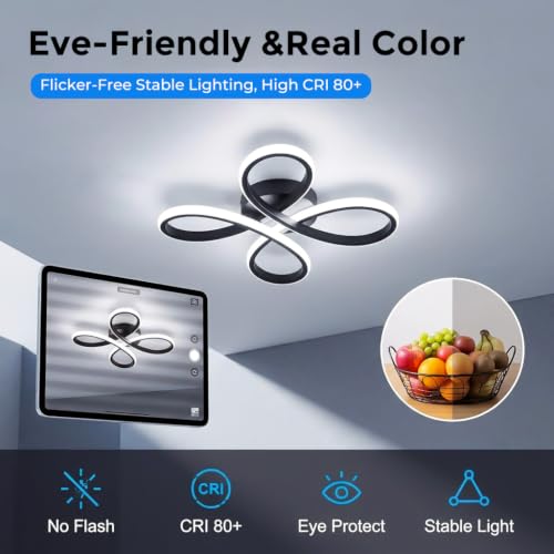 Image of ELEPHANTBOAT Ceiling Lights for Living Room 36W Flower Shape LED Semi Flush Mount Modern Chandelier Lights for Ceiling, Cool White Lighting for Living Room Bedroom Kitchen
