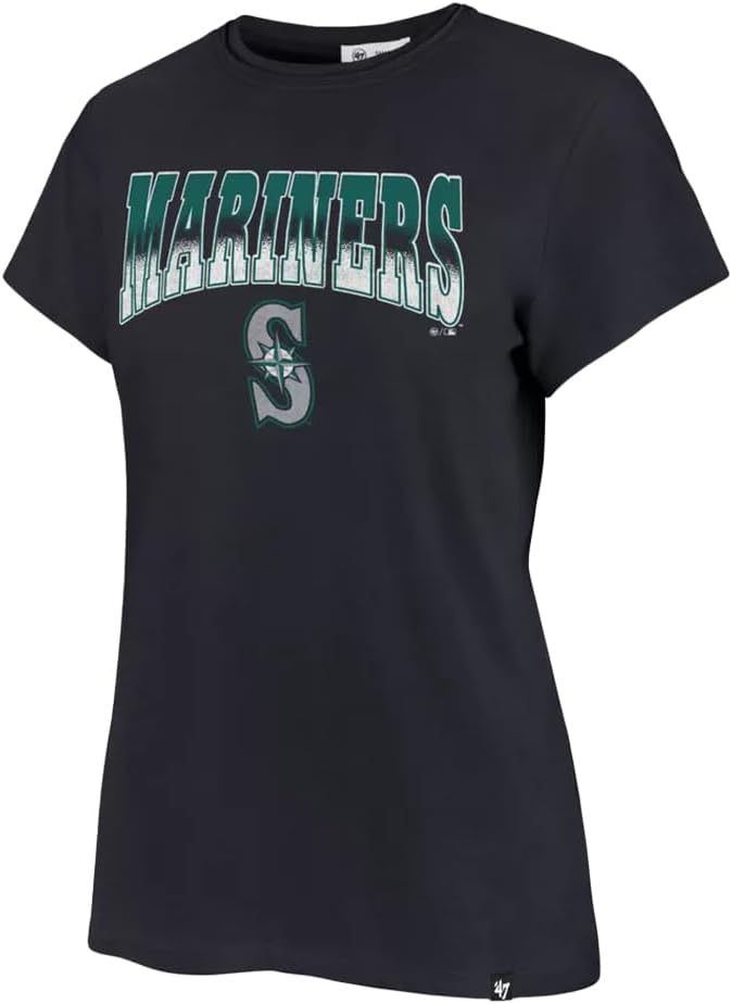 47 Brand MLB Women's Team Color Undertone Franklin Arched Wordmark Primary Logo Short Sleeve Baseball Fashion T-Shirt