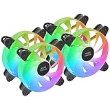 KIT 4 VENTILATEURS ARGB 120MM : Le pack de refroidissement MF-4A comprend 4 ventilateurs de 120mm avec éclairage 360º sans cadre externe pour transformer votre tour en un spectacle et maximiser le style et le refroidissement de la configuration