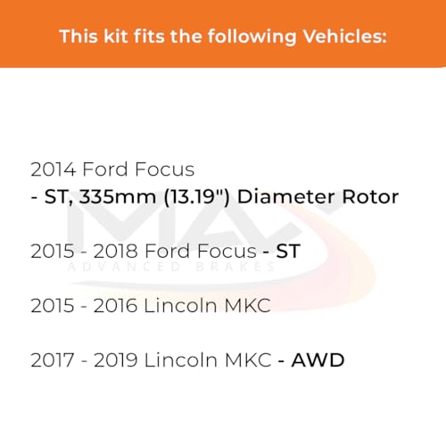 Image of Max Advanced Brakes Front Brake Kit Compatible With 2014 2015 2016 2017 2018 Ford Focus ST Compatible With Lincoln MKC Replacement Geomet Coated OE Disc Brake Rotors and Ceramic Brake Pads